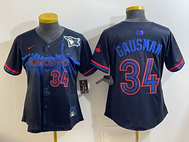 Women 2025 Nike Toronto Blue Jays #34 Gausman Blue Game MLB Jersey 09->women mlb jersey->Women Jersey